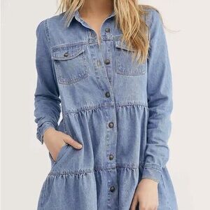 Free People Nicole Denim Shirt Dress Jacket
